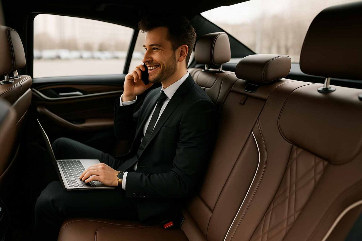 Luxury corporate limousine service with executive amenities for business travel by NYLimobooking